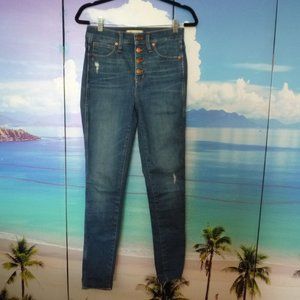 MADEWELL HI RISE SKINNY JEANS WOMEN SZ 25 BUTTON FLY NWOT STRETCH RAW HEM